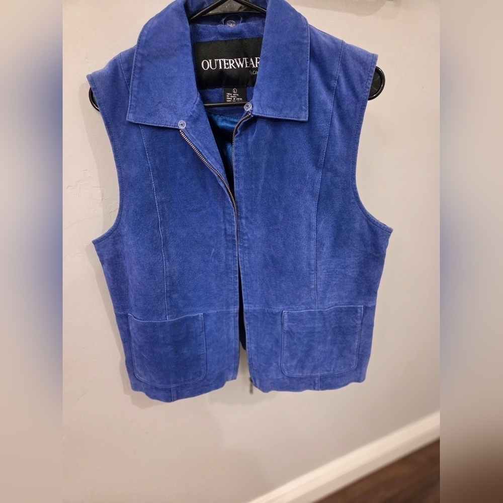 Outerwear by Lisa Blue Suede Vest